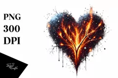 Simple Distressed Heart made of Fire and Ice Product Image 1