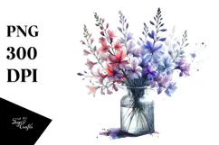 Watercolor Bottle Lobelia | Sublimation | Clipart Product Image 1
