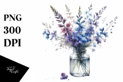 Watercolor Bottle Lobelia | Sublimation | Clipart Product Image 1