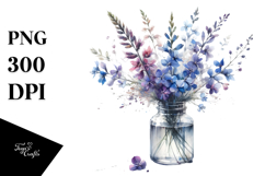 Watercolor Bottle Lobelia | Sublimation | Clipart Product Image 1