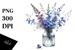 Watercolor Bottle Lobelia | Sublimation | Clipart Product Image 1