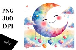 Colorful Moon with Hearts, Transparent PNG Product Image 1