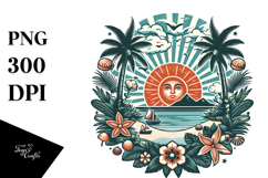Vintage Tropical Island Sun PNG Product Image 1