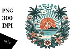Vintage Tropical Island Sun PNG Product Image 1