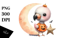 Washed Watercolor Flamingo for Halloween, High-Res PNG Product Image 1