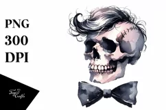 Skull with Hair and Bow, Transparent PNG Product Image 3