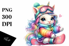 colorful Baby Unicorn Snowboarder Product Image 1