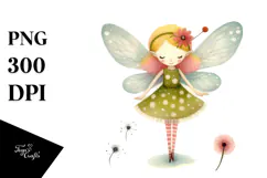 Retro Quirky Watercolor Fairy PNG Product Image 1