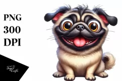 Funny Crazy Pug with Popping Eyes | Sublimation | Clipart Product Image 1