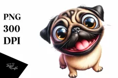 Funny Crazy Pug with Popping Eyes | Sublimation | Clipart Product Image 1