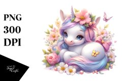 Cute Magical Unicorn with Jasmine | Sublimation | Clipart Product Image 1
