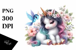 Cute Magical Unicorn with Jasmine | Sublimation | Clipart Product Image 3