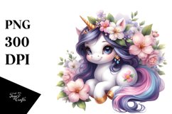 Cute Magical Unicorn with Jasmine | Sublimation | Clipart Product Image 3