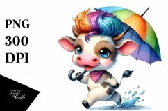Happy Running Cow, Transparent PNG Product Image 1