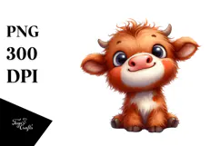 Highland Cow Baby Face PNG Product Image 1