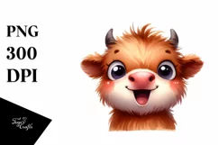 Highland Cow Baby Face PNG Product Image 1