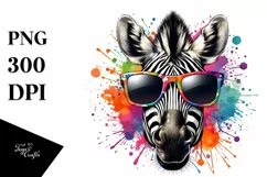 Quirky Colorful Zebra Art Sunglasses Clipart Product Image 1