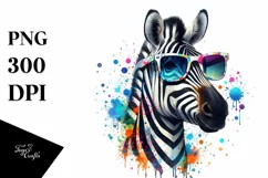 Quirky Colorful Zebra Art Sunglasses Clipart Product Image 1