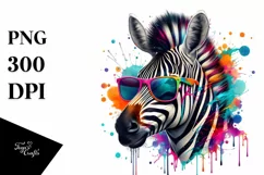Quirky Colorful Zebra Art Sunglasses Clipart Product Image 3