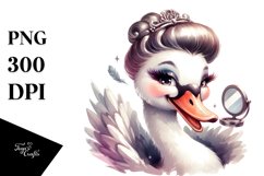 Vibrant Swan Portrait Watercolor Clipart Product Image 1