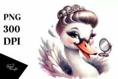 Vibrant Swan Portrait Watercolor Clipart Product Image 1
