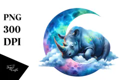 Rhino Sleeping on the Moon PNG Product Image 1