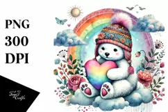 Boho Baby Polar Bear with Heart PNG Product Image 1