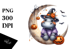 Halloween Hippo on Cloud PNG Product Image 1