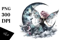Gothic Fairy on the Moon PNG Product Image 1