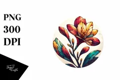 Abstract Wooden Stained Freesia Sticker | Clipart Product Image 1