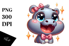 Ridiculously Cute Cartoon Hippo PNG Product Image 1