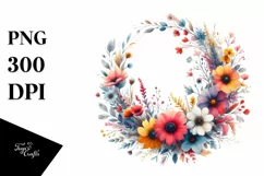Vibrant Watercolor Abstract Wreath | Clipart Product Image 1