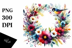 Vibrant Watercolor Abstract Wreath | Clipart Product Image 1
