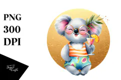 Cute Koala in Beachwear PNG Product Image 1