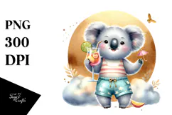 Watercolor Monkey in Beachwear PNG Product Image 1