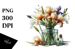 Watercolor Bottle Iris | Sublimation | Clipart Product Image 1