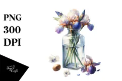 Watercolor Bottle Iris | Sublimation | Clipart Product Image 1