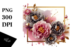 Abstract Peonies Frame PNG Product Image 1