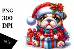 Enthusiastic Winter Bulldog PNG Product Image 1
