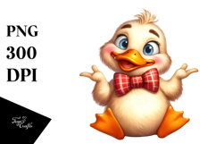 Cute Cartoon Duck with Bow Tie PNG Product Image 1