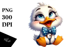 Playful Cartoon Duck with Bow Tie PNG Product Image 1