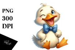 Playful Cartoon Duck with Bow Tie PNG Product Image 1
