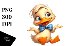 Playful Cartoon Duck with Bow Tie PNG Product Image 1