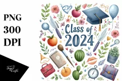 Class of 2024 Pastel Star | Sublimation | Clipart Product Image 1