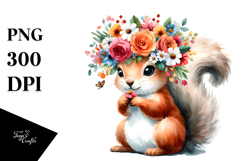Cute Squirrel with Flower Crown.png Product Image 1