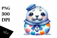 Baby Seal in Sailor Suit Clipart Product Image 1