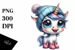 Baby Unicorn with Hat and Rain Boots | Expressive Clipart Product Image 3