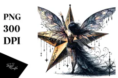 Gothic Fairy on Star, High-Res PNG Product Image 1