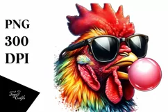 Quirky Colorful Chicken High Detail Watercolor Clipart Product Image 1