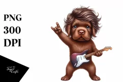 Watercolor Baby Chesapeake Bay Retriever Rock Star | Clipart Product Image 1